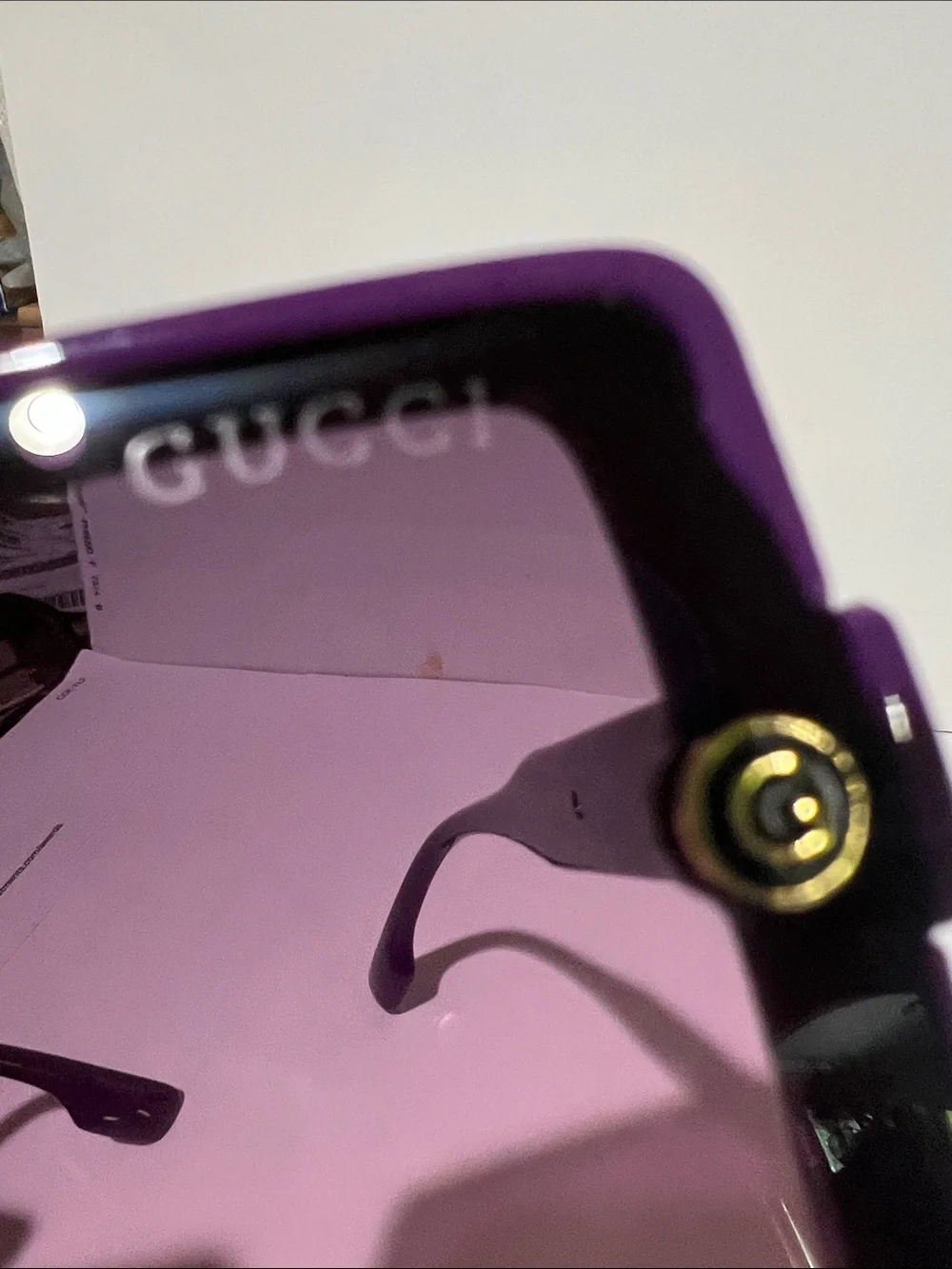 Gucci Purple Square Gradient Sunglasses with Gold Accents